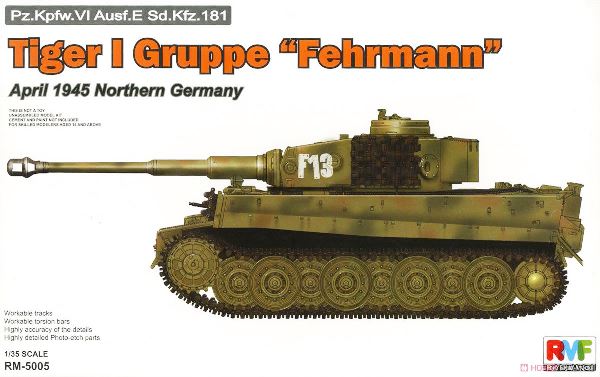 Сборная модель 5005 Rye Field Model Танк Tiger I Gruppe "Fehrmann" April 1945 Northern Germany 