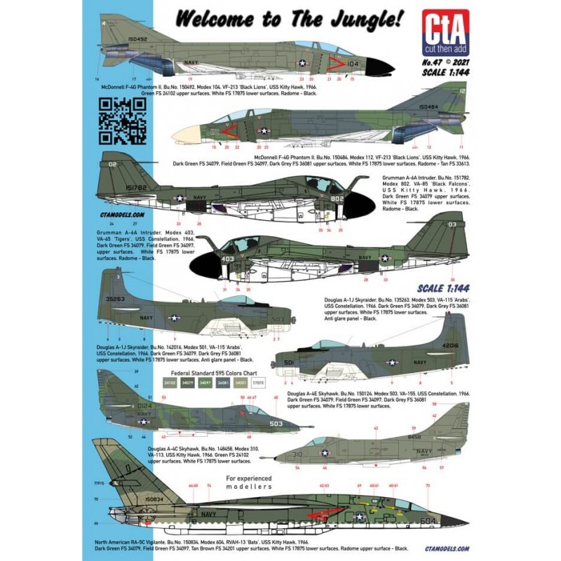 CTA-047 CtA "Welcome to the Jungle!" - USN Aircraft in Green SE Asia Camouflage during Vietnam 1/144