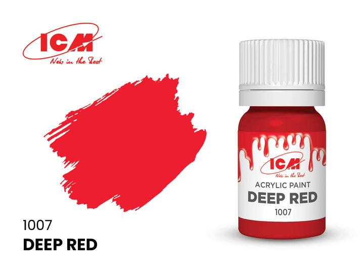 C1007 ICM Акриловая краска Глубокий красный (Deep Red) 12мл