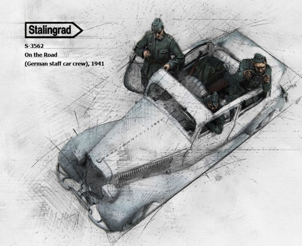3562 Stalingrad Экипаж германского легквого автомобиля (2 фигуры) Масштаб 1/35
