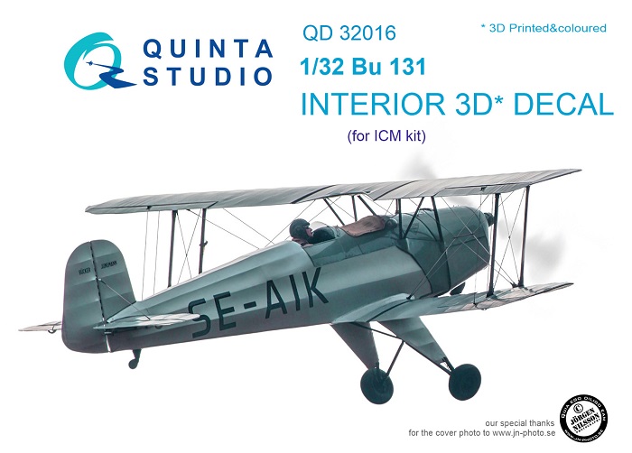 QD32016 Quinta 3D Декаль интерьера кабины Bu 131 (для модели ICM) 1/32