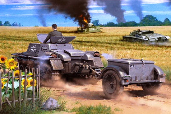 Сборная модель 80146 HobbyBoss Подвозчик боеприпасов Munitionsschlepper auf Panzerkampfwagen I Ausf A with Ammo Trailer