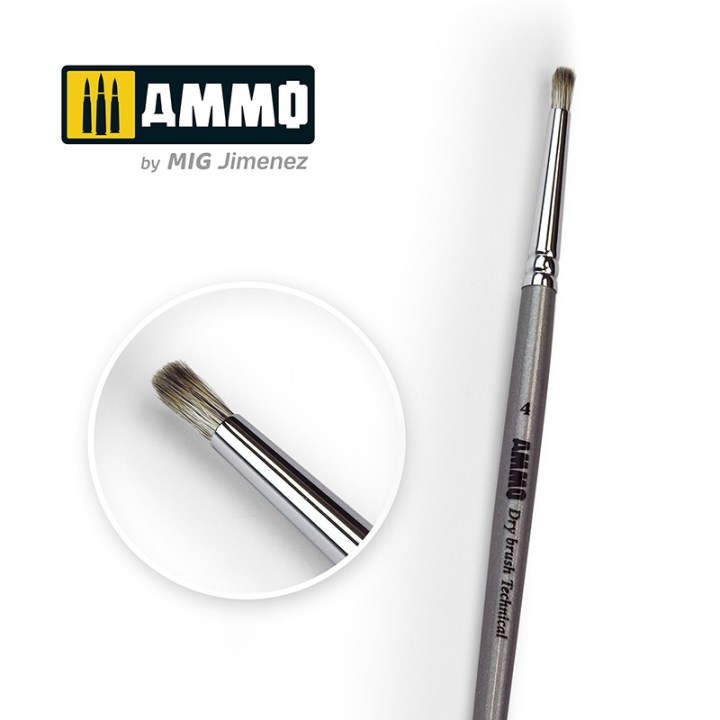 AMIG8701 AMMO MIG Кисть 4 AMMO Drybrush Technical Brush