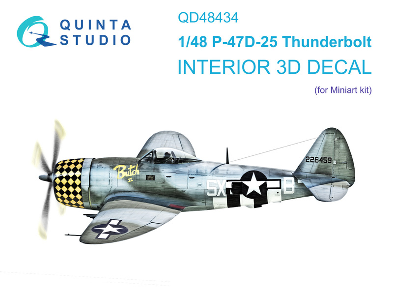 QD48434 Quinta 3D Декаль интерьера кабины P-47D-25 (Miniart) 1/48