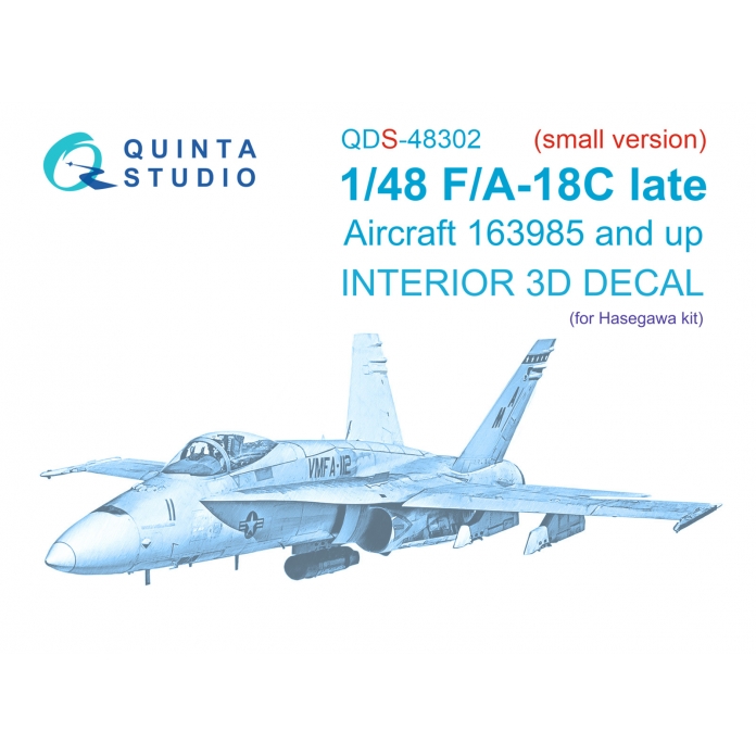 QD48302 Quinta 3D Декаль интерьера кабины F/A-18C Late (для Hasegawa) 1/48