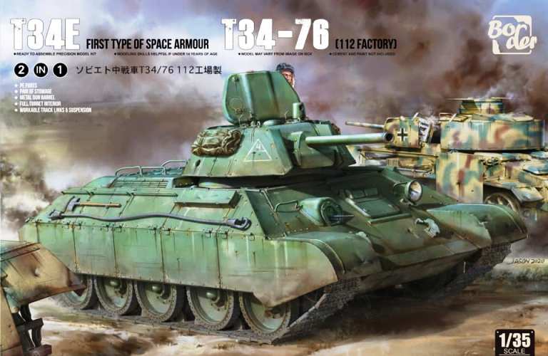 BT-009 Border Model Танк Т-34/76 с экранами, завод 112 (2 в 1) 1/35