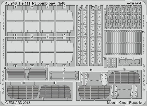 48948 Eduard Набор фототравления для He 111H-3 bomb bay (ICM) 1/48
