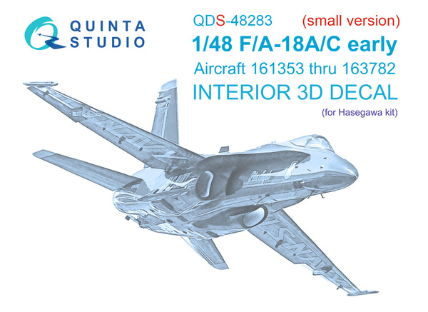 QDS-48283 Quinta 3D Декаль интерьера кабины F/A-18A/C Early (small ver.)  (для Hasegawa) 1/48