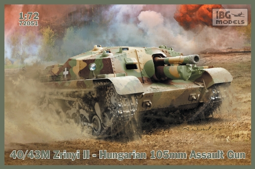 Сборная модель 72051 IBG-models 40/43M ZRINYI II Hungarian 105mm Assault gun 