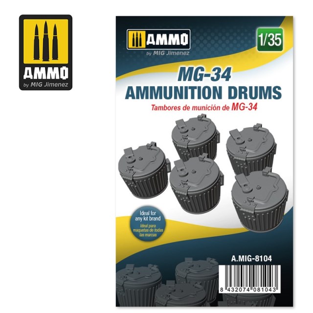 AMIG8104 AMMO MIG Аксессуары MG-34 AMMUNITION DRUMS (5 шт) 1/35