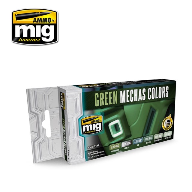 AMIG7149 AMMO MIG JIMENEZ Набор красок "Green Mechas Color" (6 красок по 17мл)