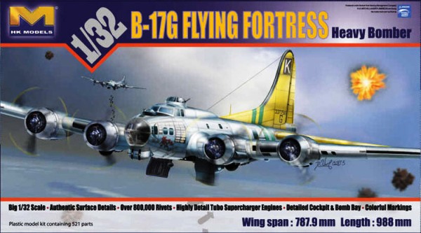 Сборная модель 01E04 HK Models Самолет B-17G Flying Fortress (поздняя версия) 