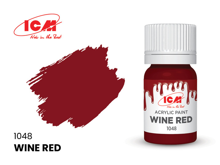 C1048 ICM Акриловая краска Винно-красный (Wine Red) 12мл