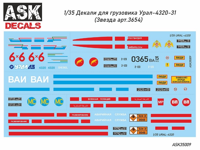 ASK35009 ASK Декали Урал-4320 1/35