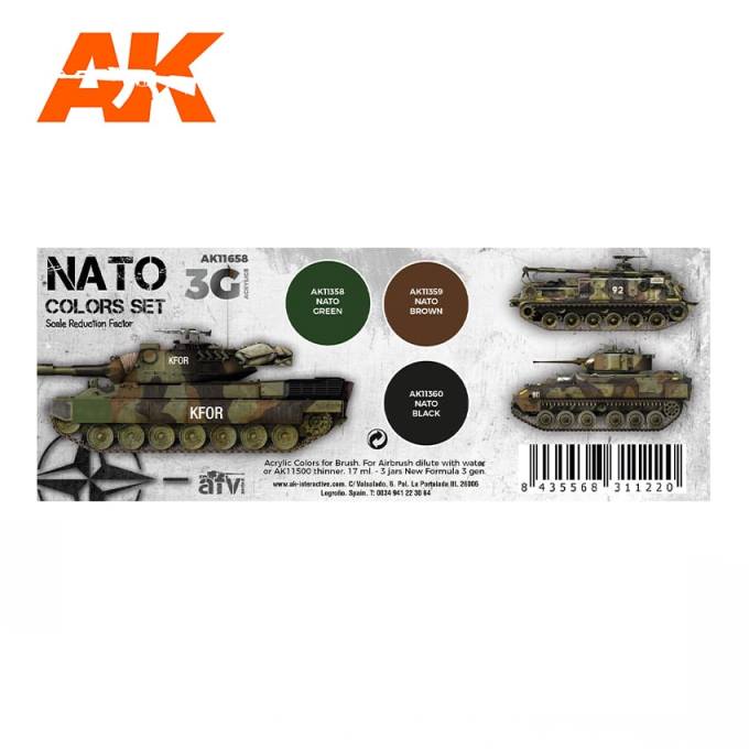 AK11658 AK Interactive Набор красок 3G "Камуфляж БТТ НАТО", 3шт