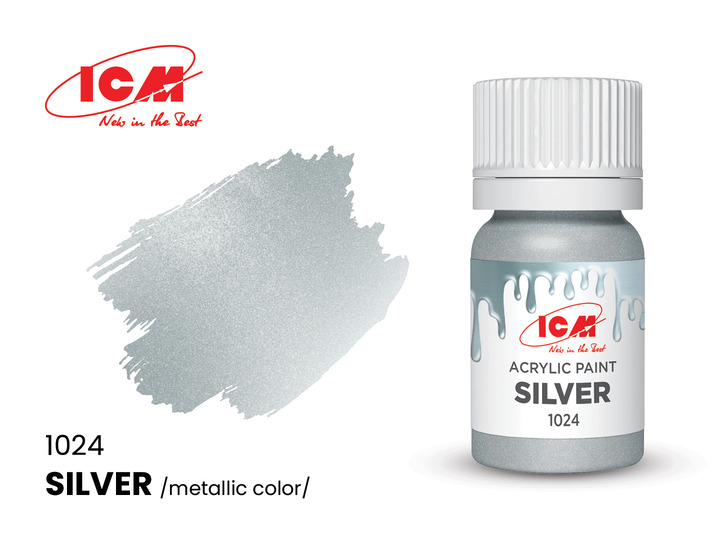 C1024 ICM Акриловая краска Серебро (Silver) 12мл