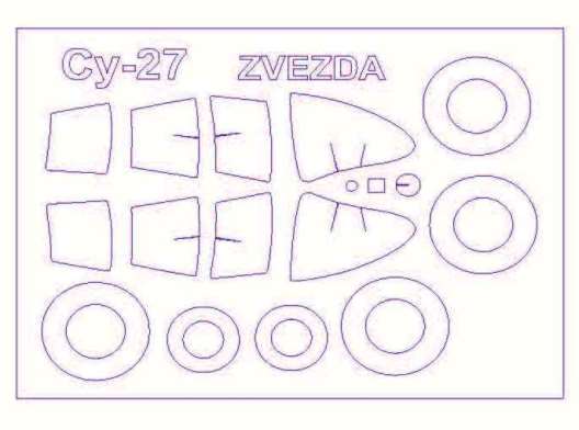 72170-1 KV Models Набор двусторонних масок для Су-27СМ + маски на диски и колеса (Звезда) 1/72