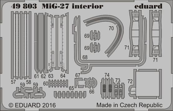 49803 Eduard  Набор  фототравления для MiG-27 interior (TRUMPETER) Масштаб 1/48