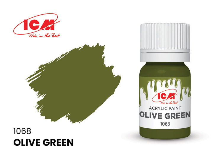 C1068 ICM Акриловая краска Оливковый (Olive Green) 12мл