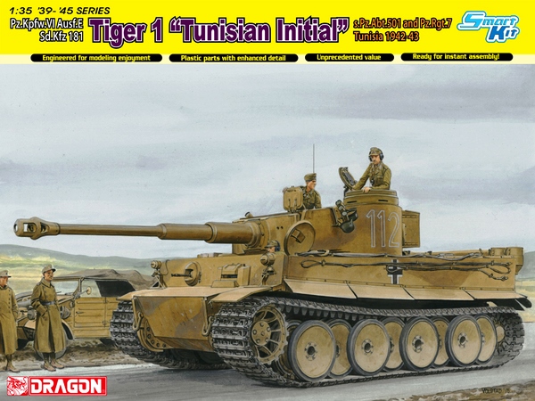 6608 Dragon Немецкий танк Pz.Kpfw.VI Ausf.E Tiger I "Tunisian Initial" 1/35