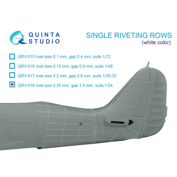 QRV-018 Quinta Клепочные ряды (размер 0.25 mm, интервал 1.0 mm) белые, общая длина 5,8 м 1/24