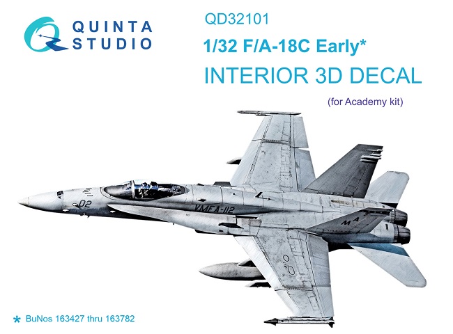 QD32101 Quinta 3D Декаль интерьера кабины F/A-18C Early  (для Academy) 1/32