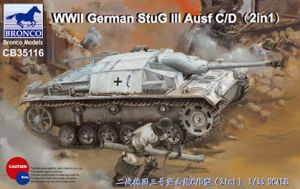 Сборная модель 35116 Bronco  Германская САУ StuG III Ausf C/D with 75mm StuK 37/L24 & 75mm StuK40/L48 (2 in 1) 