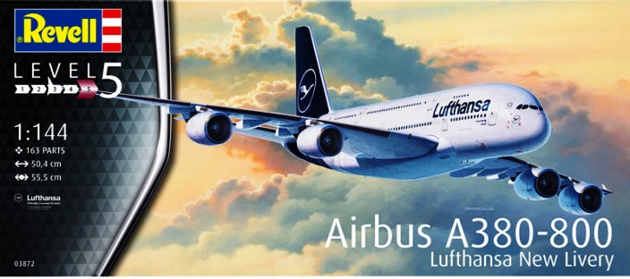 03872 Revell Самолет Airbus A380-800 Lufthansa New Livery 1/144