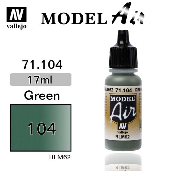 V-71104 Vallejo Краска Model Air Зеленая RLM 62, 17 мл