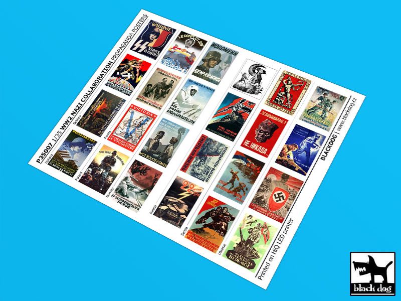 P35007 Black Dog Набор плакатов немецкой пропаганды Nazi collaboration 2МВ 1/35