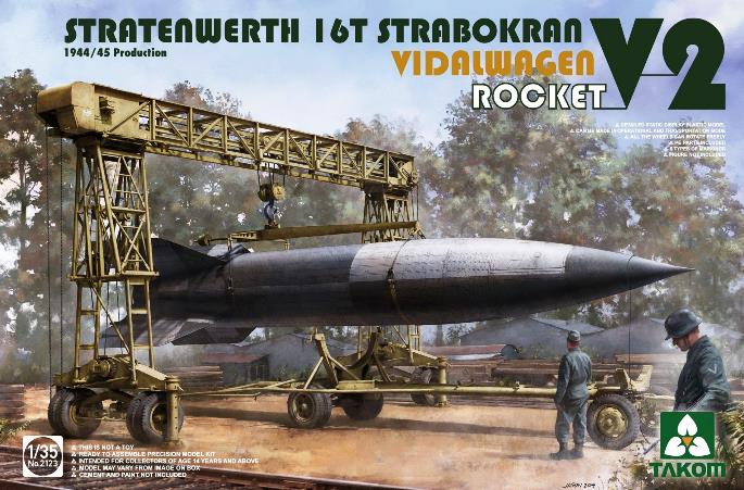 2123 Takom Stratenwerth 16t Strabokran 1944/45 Prod. + Vidalwagen Rocket V2 1/35
