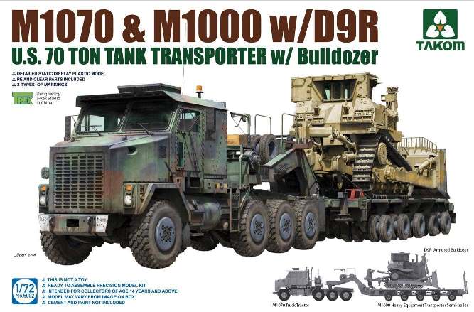 5002 Takom Американский тягач M1070&M1000 с 70 т. прицепом и бульдозером D9R 1/72