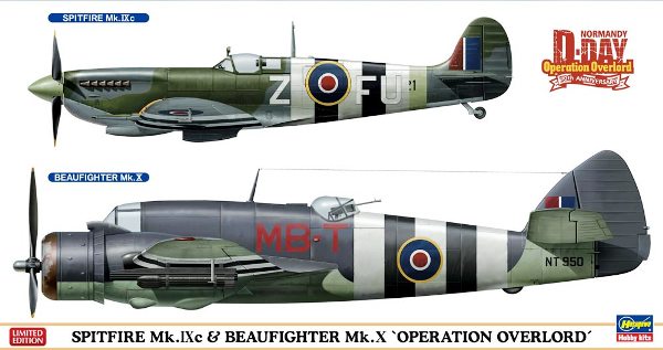 Сборная модель 02087 Hasegawa SPITFIRE Mk.IXc/ BEAUFIGHTER Mk.X "OPERATION OVERLORD" 