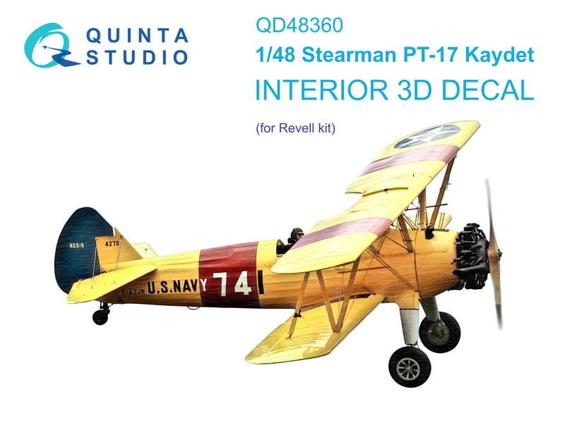QD48360 Quinta 3D декаль интерьера для Stearman Pt-17 Kaydet (Revell) 1/48