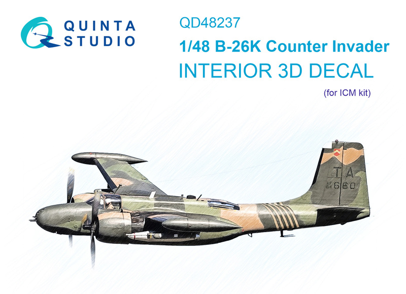 QD48237 Quinta 3D Декаль интерьера кабины B-26K (ICM) 1/48