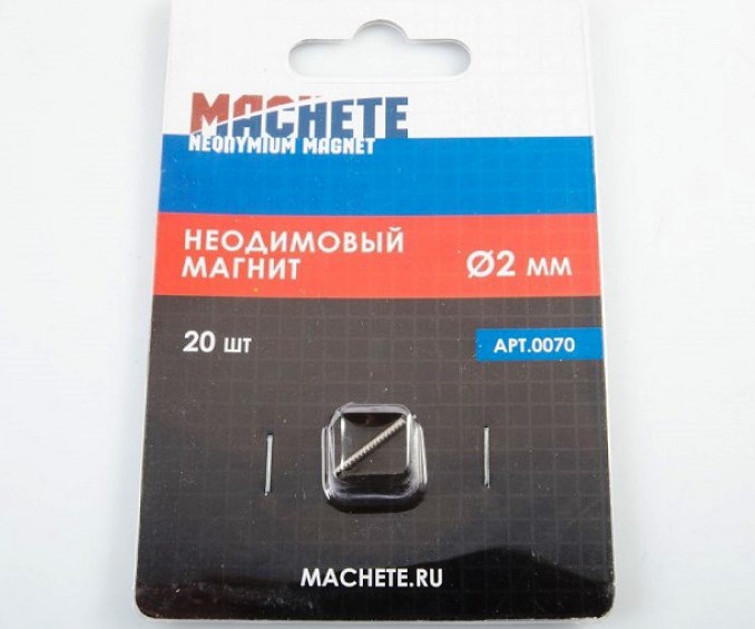 0070 Machete Неодимовый магнит 2 мм, 20 шт