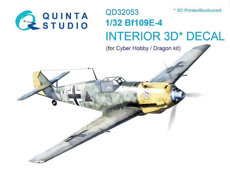 QD32053 Quinta 3D Декаль интерьера кабины Bf109E-4 (Cyber Hobby, Dragon) 1/32