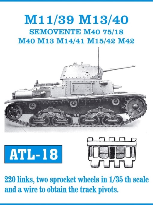 ATL-18 FRIULMODEL Траки для  M11-39, M13-40, M14-41, M15-42, SIMOVENTE DA 75/18 M40, M13, M41, M42