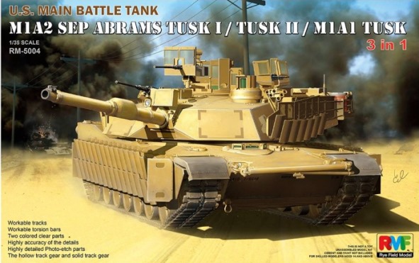 Сборная модель 5004 Rye Field Model Танк M1A2 SEP Abrams TUSK I / TUSK II / M1A1 TUSK (3 в1)