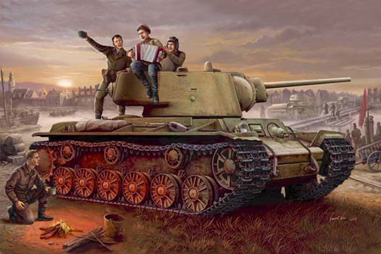 Сборная модель 00360 Trumpeter Советский танк КВ-1 модель 1942г. с легкой башней   