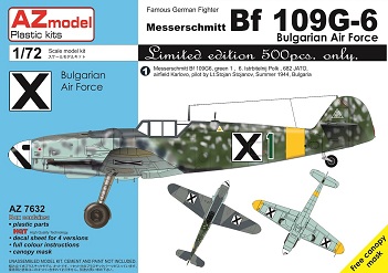 7632 AZmodel Немецкий истребитель Bf 109G-6 Bulgarian Air Force 1/72