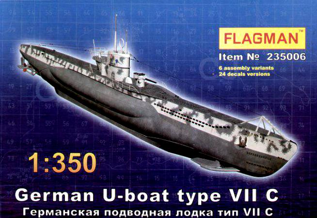 235006 Флагман Немецкая подводная лодка тип VII C Масштаб 1/350