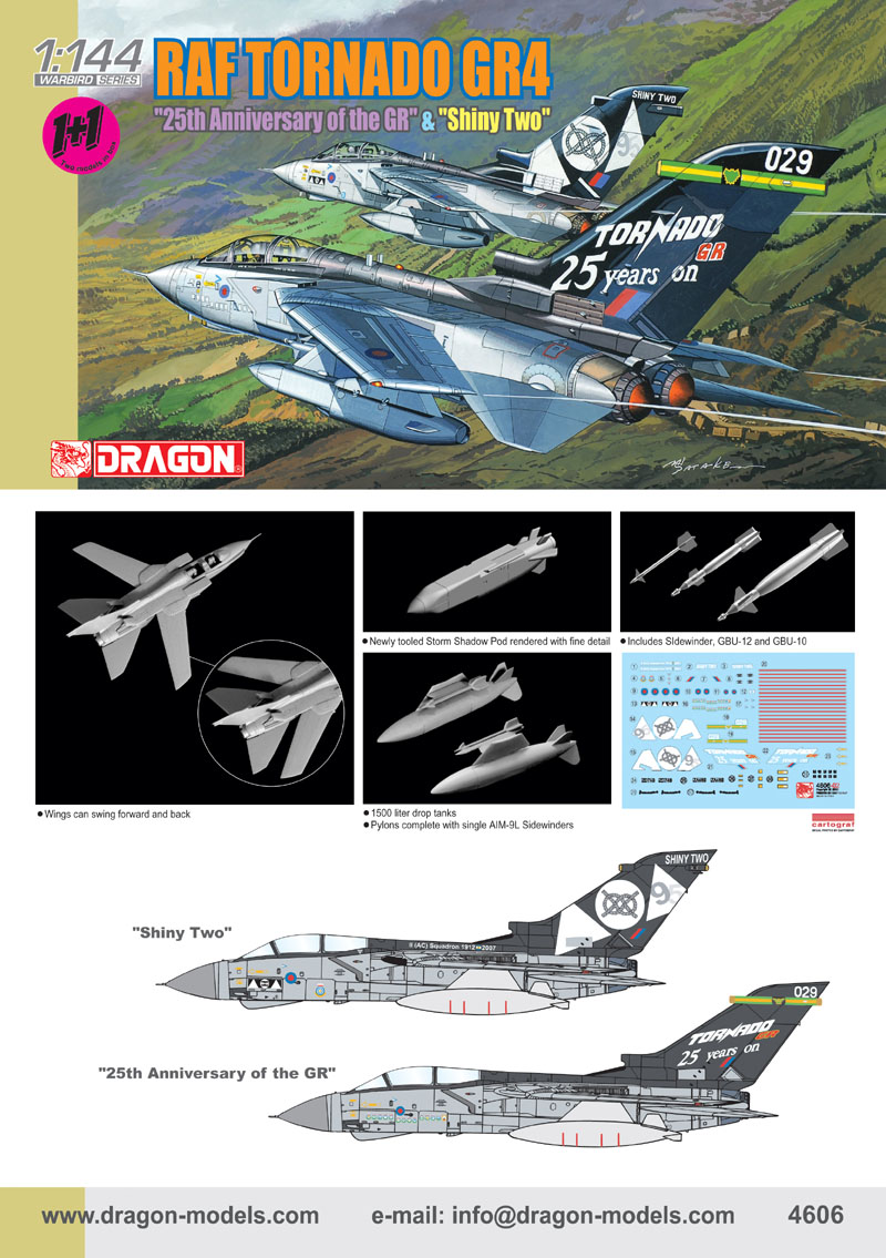 Сборная модель 4606 Dragon Истребители США RAF TORNADO GR.4 "25th ANNIVERSARY OF THE GR" & "SHINY TWO" 