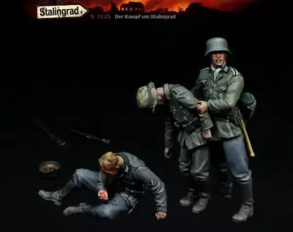 3125 Stalingrad Германские солдаты. Сталинградская битва (смола, 3 фигуры) Масштаб 1/35