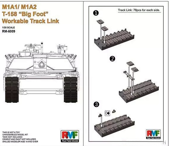 5009 RFM Рабочие траки для M1A1/M1A2 T-158 "Big Foot"1/35