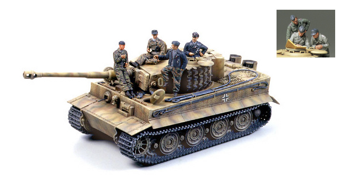 Сборная модель 25109 Tamiya Немецкий танк Tiger I (поздняя версия) 8 фигур в комплекте  