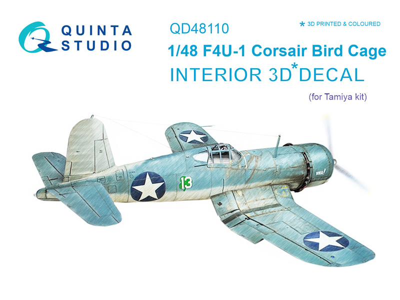 QD48110 Quinta 3D Декаль интерьера кабины F4U-1 Corsair (Bird cage) (Tamiya) 1/48
