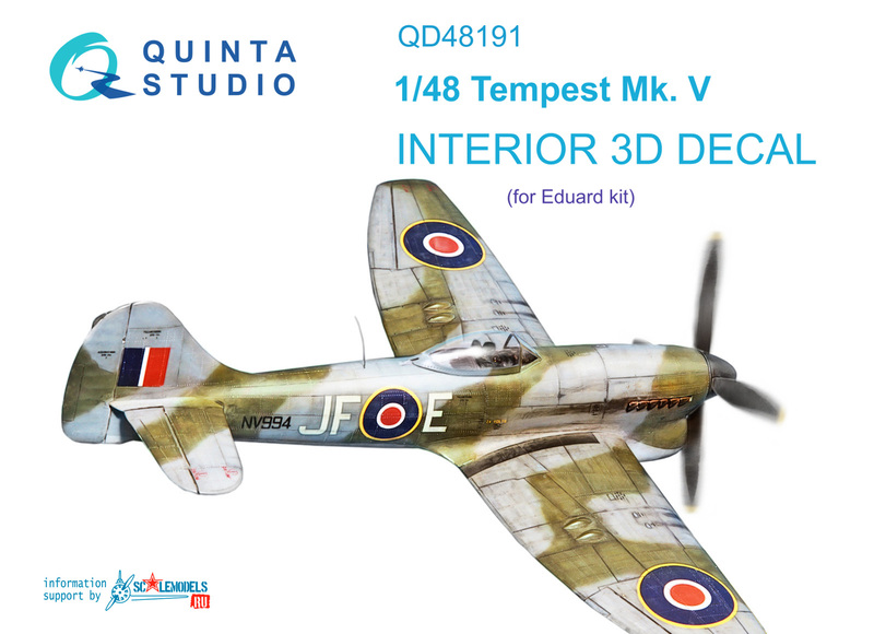 QD48191 Quinta 3D Декаль интерьера кабины Tempest Mk.V (для модели Eduard) 1/48