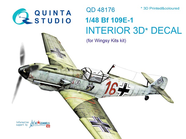 QD48176 Quinta 3D Декаль интерьера кабины Bf 109E-1 (для Wingsy Kit) 1/48
