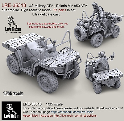 LRE35318 Live Resin Американский военный квадроцикл Polaris MV 850 ATV 1/35